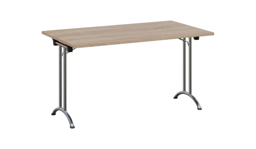 SLC 140 chrom skládací jednací stůl 1394x800, deska 25 mm, podnož chrom, deska dub bardolino